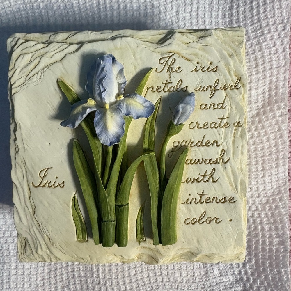 Resin “IRIS” Trinket Box & Lid Used; Good Condition. Vintage